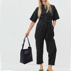 Black everlane short sleeve jumpsuit